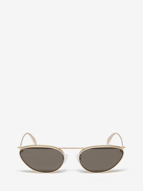 Alexander McQueen Women's Front Piercing Cat-eye Sunglasses in Light Gold/smoke