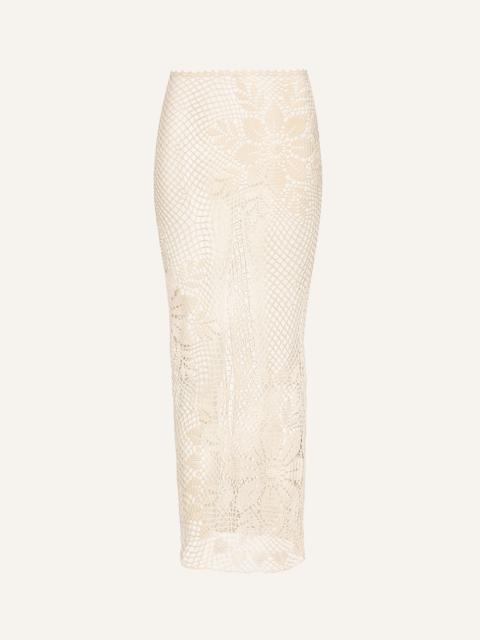 MAGDA BUTRYM Lace crochet midi skirt in cream
