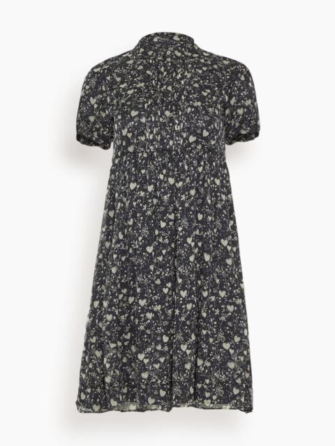 Collared Babydoll Dress in Mini Hearts on Black