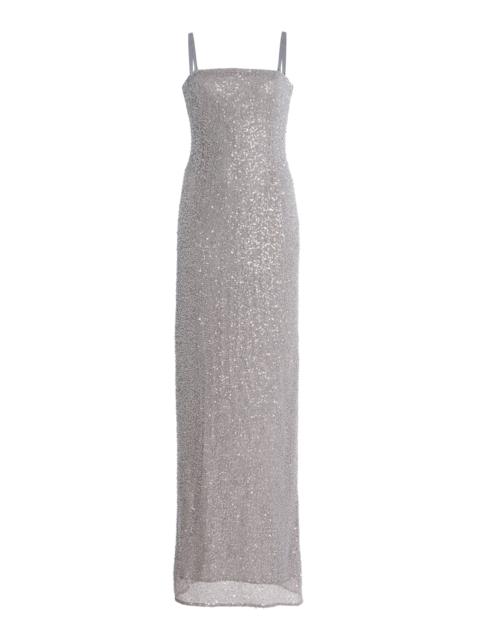 SIMKHAI Xyla Embroidered Gown silver
