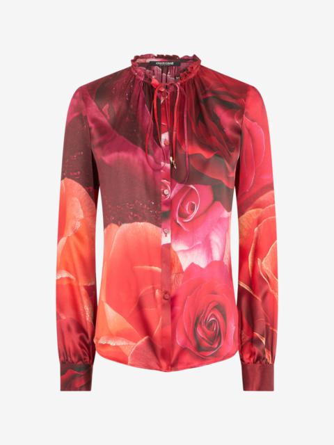 Roberto Cavalli Rose-Print Silk Shirt