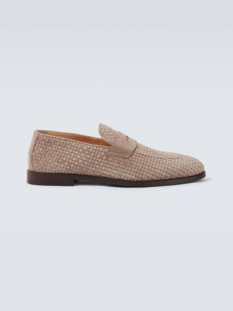 Brunello Cucinelli Woven suede penny loafers
