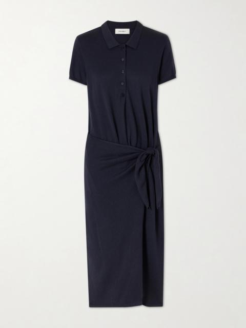 LISA YANG Anthea Tie-detailed Cotton And Cashmere-blend Midi Dress
