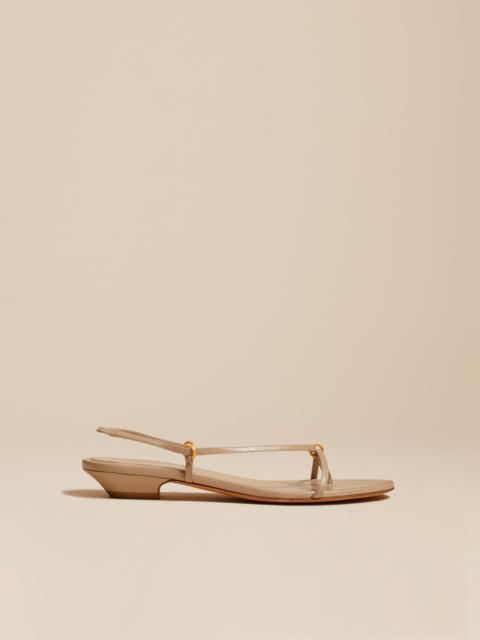 KHAITE The Marion Strappy Flat Sandal in Beige Leather