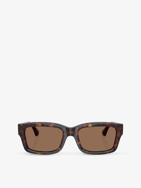 Burberry BE4443 Tortoise Rectangle-Frame Acetate Sunglasses