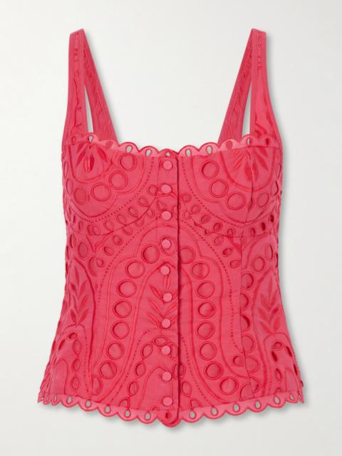 Charo Ruiz Nereus Cropped Broderie Anglaise Cotton-blend Top