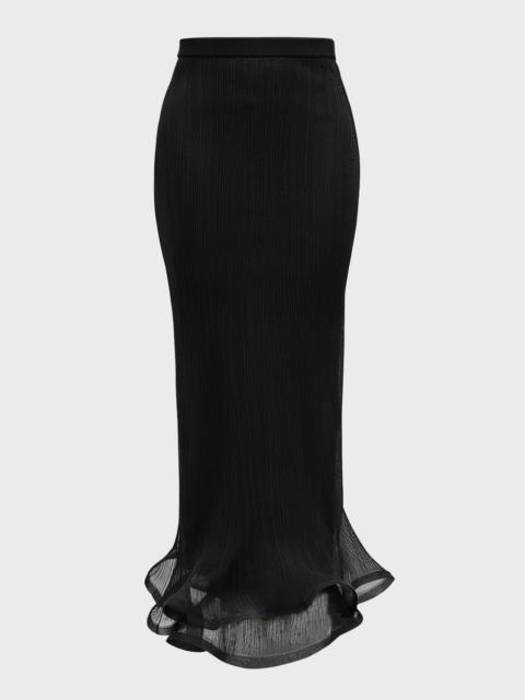 SIMKHAI Kelso Ruffled Plisse Maxi Skirt