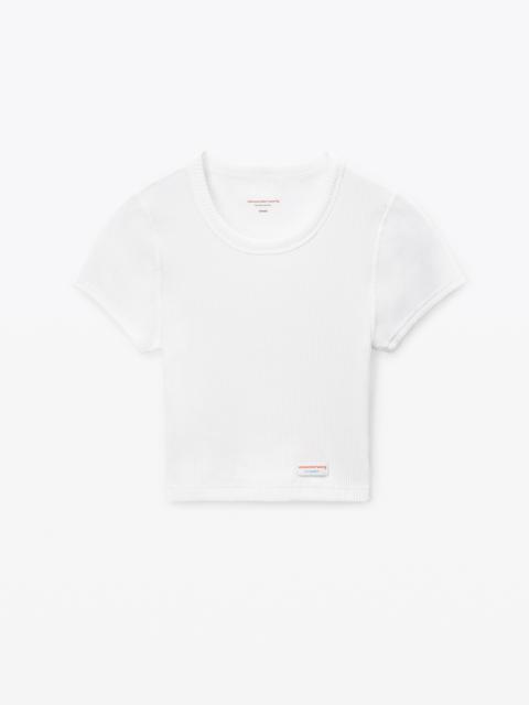 Alexander Wang Cropped Short-Sleeve Tee in Ribbed Cotton Jersey