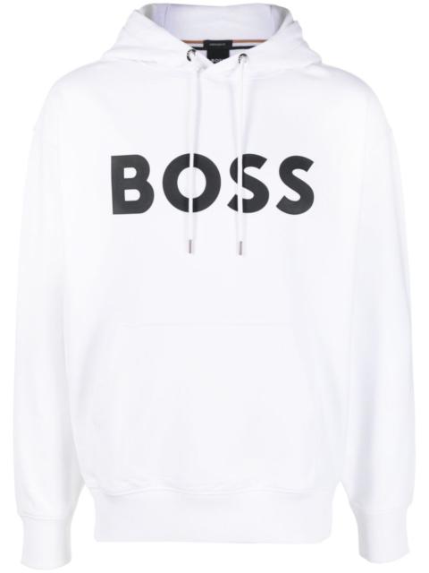 BOSS logo-print cotton hoodie