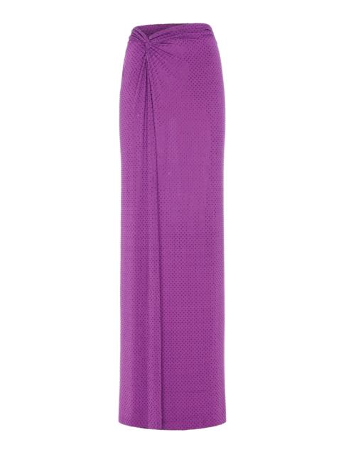 Ralph Lauren Embelished Jersey Sarong Maxi Skirt purple