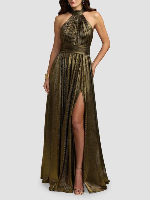 MAC DUGGAL Women's Pleated Metallic Sleeveless Gown - Gold