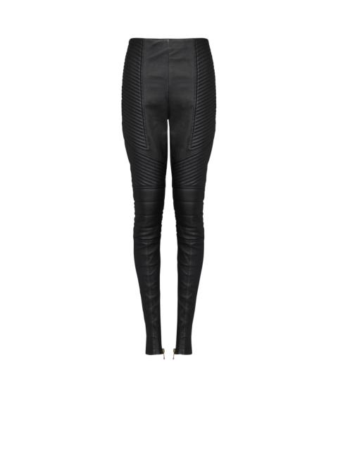 Balmain Slim-fit leather trousers