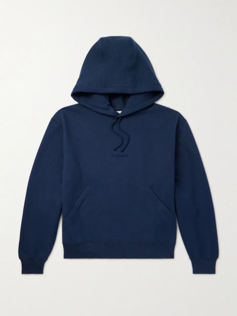 SAINT LAURENT Logo-Embroidered Cotton-Jersey Hoodie Navy