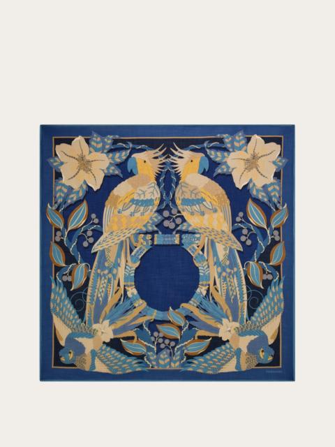 FERRAGAMO Parrots print cashmere shawl