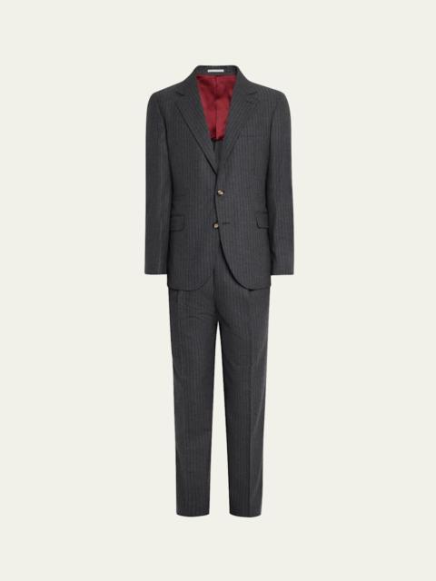 Brunello Cucinelli Men's Virgin Wool Chalk Stripe Notch Lapel Sport Coat