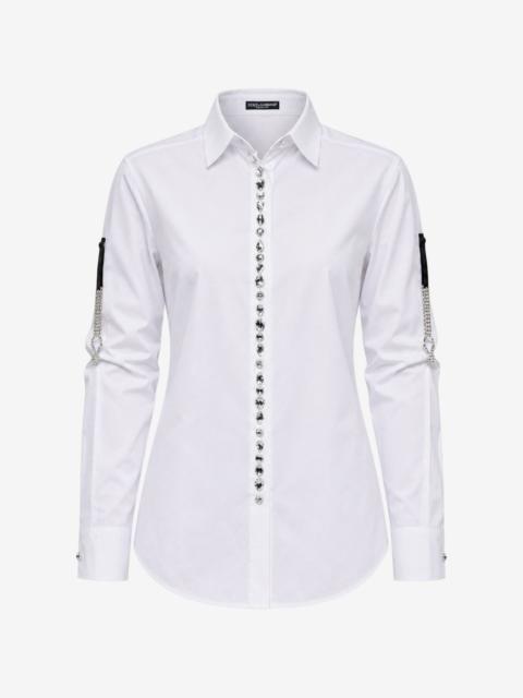 Dolce & Gabbana crystal-embellished chain-detail shirt