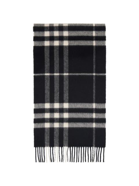 Burberry Black & White Check Cashmere Scarf