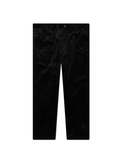 DOUBLE PLEATED CORDUROY TROUSERS - BLACK