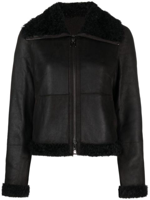 AKRIS shearling-collar leather jacket