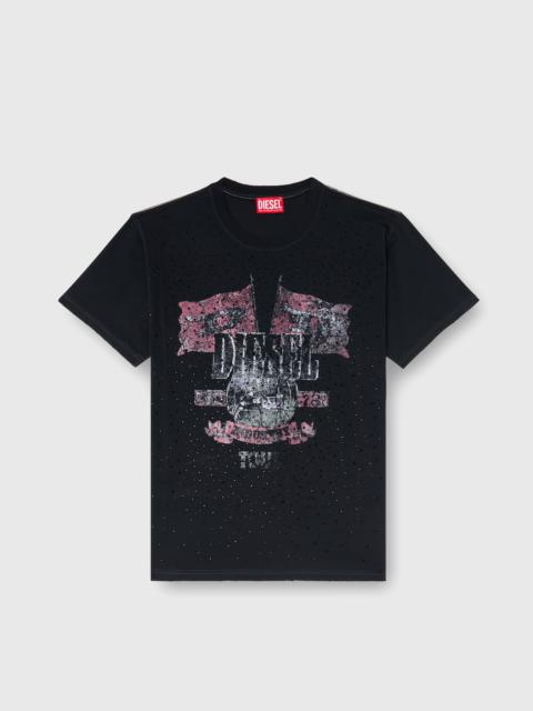 Diesel T-SHIRT WITH CONCERT GRAPHICS AND CRYSTALS