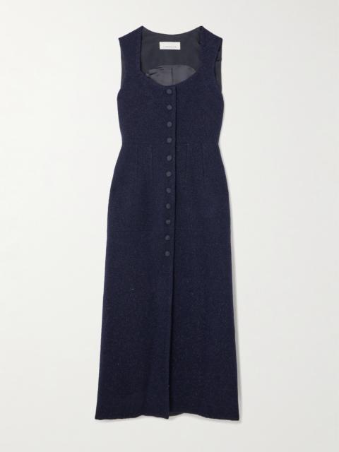 LIBEROWE Avery Metallic Wool-blend Tweed Midi Dress