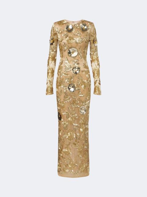 RACHEL GILBERT Pierre embellished floral-appliqué gown