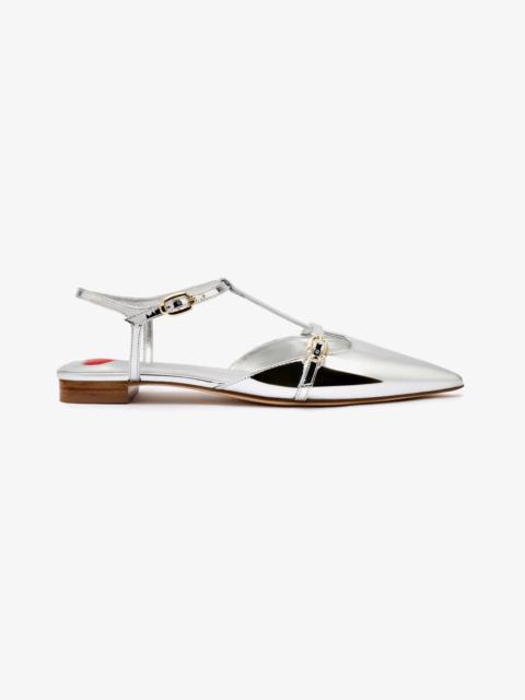 Larroudé Grace Flat In Silver Specchio