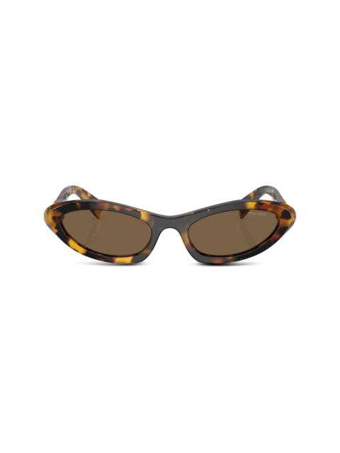 tortoiseshell-effect oval-frame sunglasses