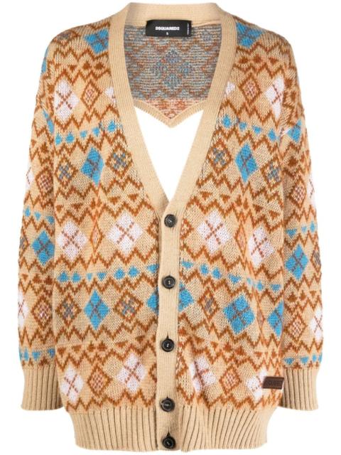 DSQUARED2 geometric-print wool cardigan