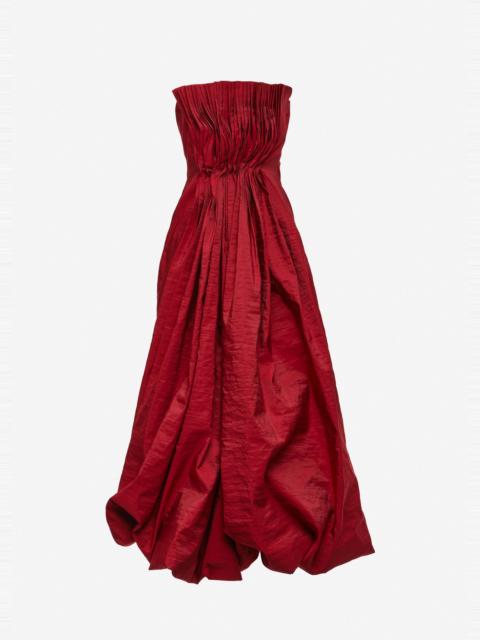 MAGDA BUTRYM Pleated corset bubble midi dress in red