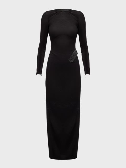 GIORGIO ARMANI Plisse Jersey Gown with Beaded Hip Detail