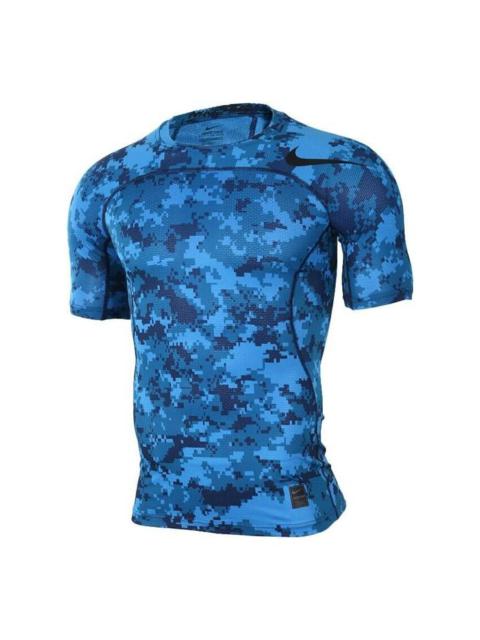 Nike Men's Nike Camouflage Logo Slim Fit Sports Short Sleeve Blue T-Shirt 828177-457