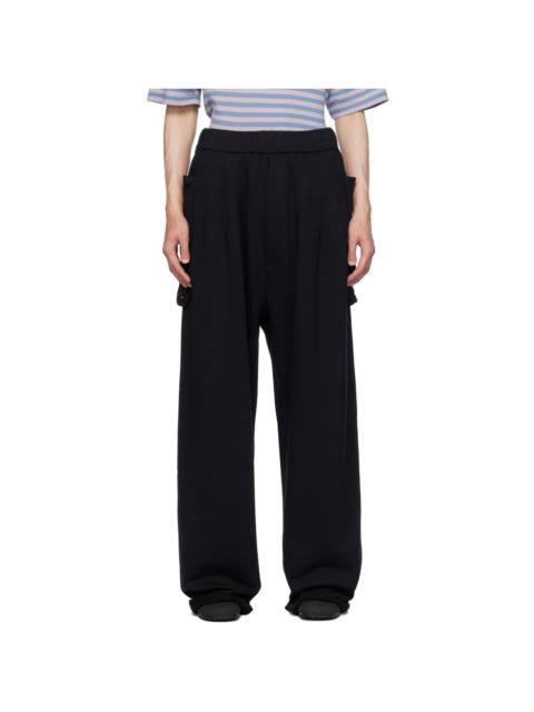 RANDOM IDENTITIES Black Wide-Leg Sweatpants