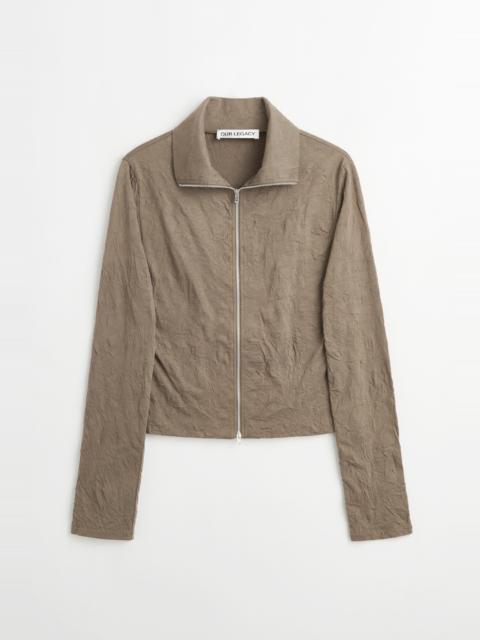 Slim Zip Longsleeve Olive Crinkle Jersey