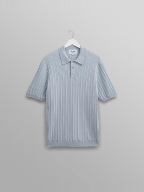 Wax London Naples - Pale Blue Textured Knitted Polo Shirt