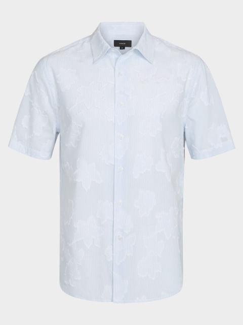 Vince Men's Fil Coupe Floral Stripe Short-Sleeve Shirt