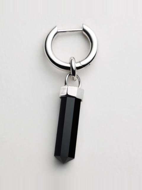 CELINE CELINE CHARMS PENDULUM EARRING IN ONYX AND BRASS WITH RHODIUM FINISH