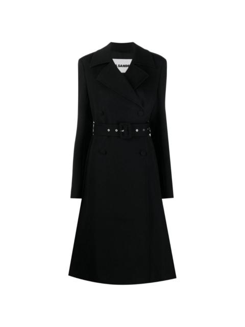 Jil Sander spread-collar belted coat - Blue