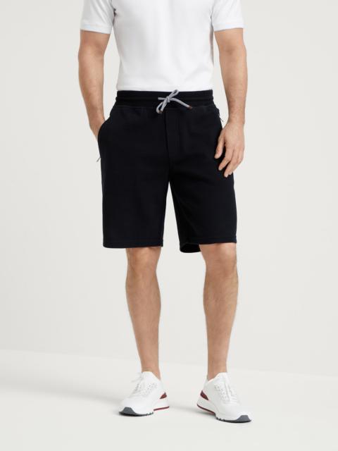 Techno cotton French terry Bermuda shorts