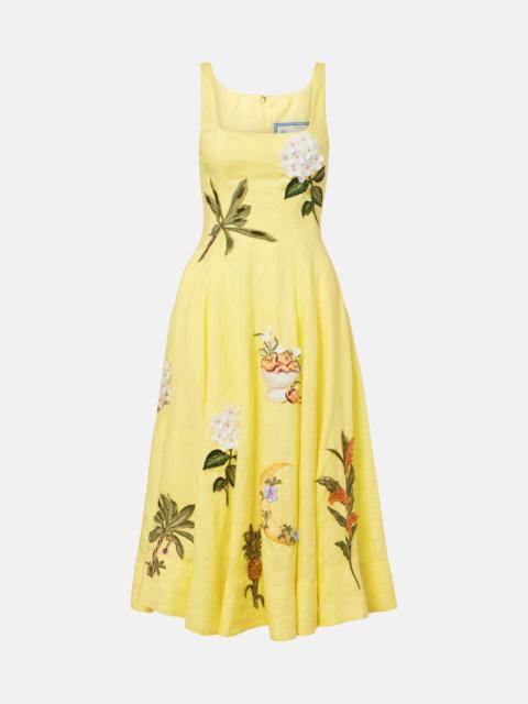 Agua by Agua Bendita Frontera patch-appliqué linen midi dress