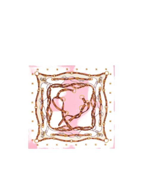 Valentino silk scarf with stud-framed print