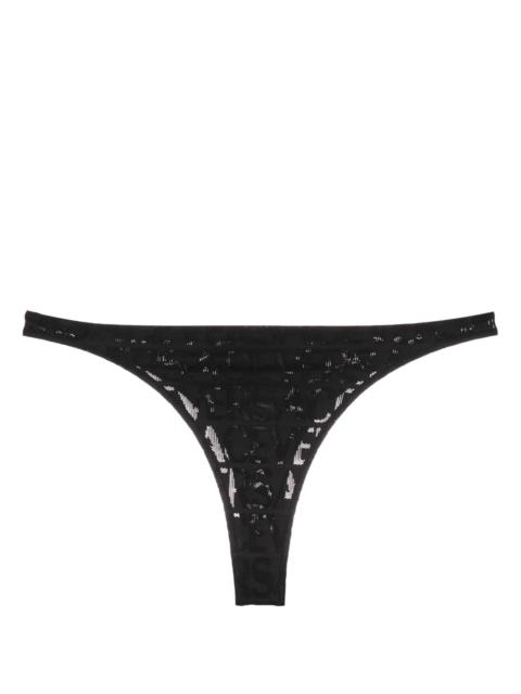 Black Versace Allover Lace Thong