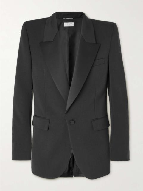 SAINT LAURENT Slim-Fit Satin-Trimmed Grain de Poudre Wool Tuxedo Jacket