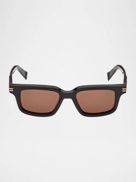 ZEGNA Men's EZ0312 Acetate Square Sunglasses