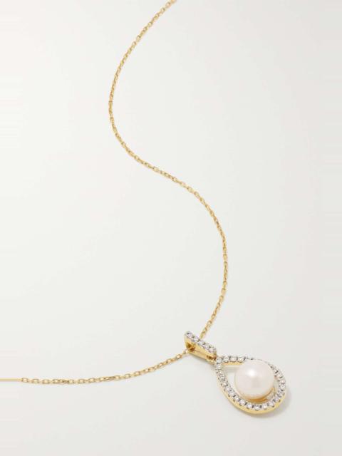 MATEO 14-karat gold, pearl and diamond necklace