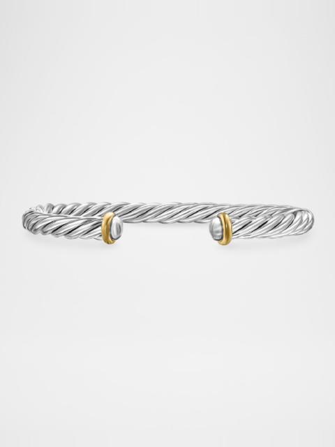 DAVID YURMAN Men's Cable Flex Cuff Bracelet with Gemstone and 14K Gold in Silver, 6mm