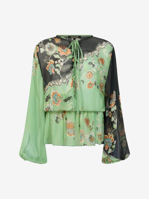 Roberto Cavalli Silk Chiffon Kimono Print Dress