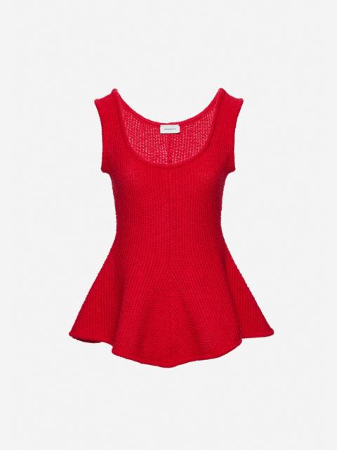 MAGDA BUTRYM Sleeveless cotton and linen peplum top in red