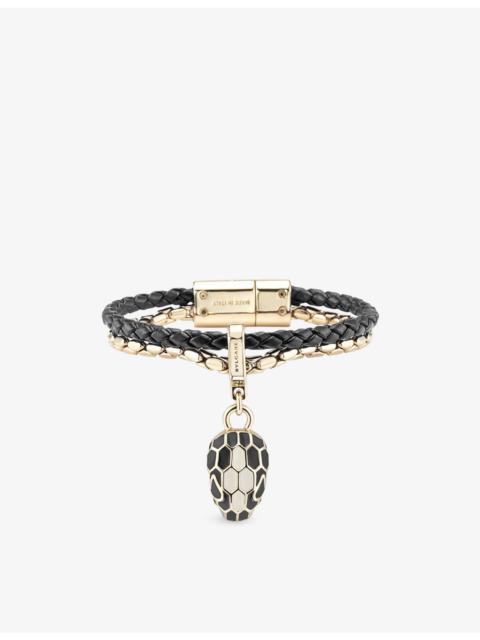 BVLGARI Serpenti Forever Leather and Gold-Plated Brass Bracelet