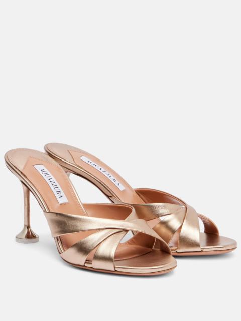 AQUAZZURA Kiss Me Quick metallic leather mules